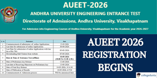 AUEET 2026 Registration Begins @audoa.andhrauniversity.edu.in; Apply Online by April 30